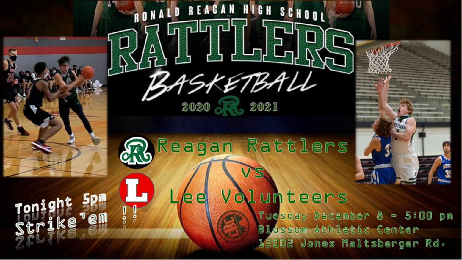 Tonight 5 pm, Rattlers Boys Basketball at Blossom Athletics Center